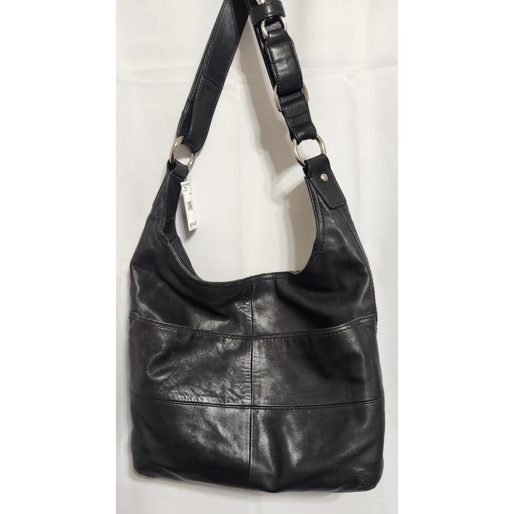 Y2k Coach Black Leather Shoulder Duffle Saddle Messenger Bag Hobo F17116 - Picture 2 of 7